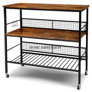 Superior Quality Black Color Powder Coated Metal and Acacia <b>Wooden</b> Made Antique Unique Designer Kitchen Storage Holders & Racks - Product Image 1