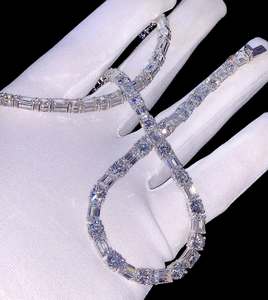 Real VVS Moissanite Luxury Emerald Tennis Link Design 925 Silver Gold Plated Brilliant Cut Claw Setting Bustdown Iced Perfect - Product Image 2