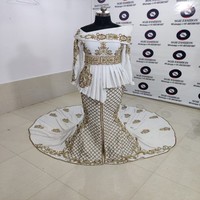 Kaftan algérien élégant 2024, broderie lourde perlée, crêpe importé, vêtement et accessoire musulman traditionnel, style tendance