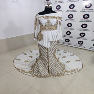 Elegante Caftán Argelino 2024 con Bordado de Cuentas Pesadas, Tela Crepé Importada, Ropa Musulmana Tradicional y Accesorio de Moda - Product Image 1
