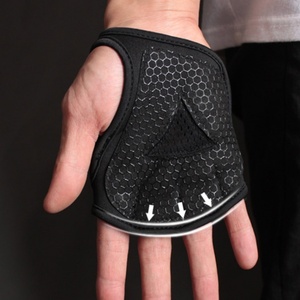 Fingerless Leather Neoprene Padded <b>Weight</b> Lifting Gym Gloves Unisex - Product Image 5