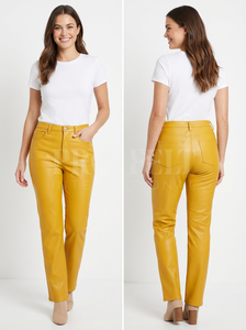 Women Clothing High Quality Leather <b>Trousers</b> Women High Waist Straight Leg Comfortable Fitted Fashion Wear Leather Pants Women's - Product Image 2