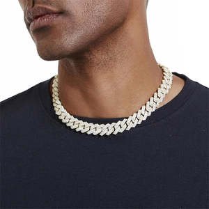Luxury 925 Sterling <b>Silver</b> <b>Cuban</b> <b>Chain</b> Necklace with Moissanite Diamond - Product Image 6