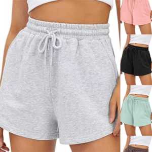 Nueva llegada moda ropa casual mujer cintura alta ropa deportiva pantalones cortos de algodón polar peso pesado gimnasio Casual señoras pantalones cortos - Product Image 6