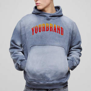 Sweat-shirts streetwear de haute qualité pour hommes, 100% coton, sweat-shirt surdimensionné pour homme, décontracté, uni, coupe ample, col à capuche, sweat-shirt délavé à l'acide pour hommes - Product Image 1