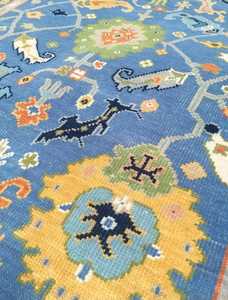 Alfombra de Lana Oushak Anudada a Mano, Multicolor, para Sala de Estar, Oficinas, Hoteles, Habitación Infantil - Product Image 3