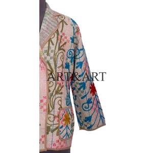 Nouvelle arrivée, veste indienne en coton fait main, patchwork multicolore, broderie kantha, écologique, style ethnique bohème pour un usage décontracté - Product Image 2