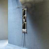 Système de douche intégré avec niche de douche et pommeau, éclairage LED, design étanche, en acier inoxydable de qualité supérieure, jet de pluie doux, idéal pour hôtels