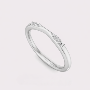 IGI Certified Round Brilliant Cut Diamond Curved Wedding Band with Cluster Setting in <b>Solid</b> 925 Sterling <b>Silver</b> - Product Image 2