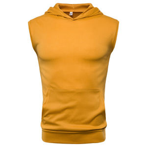 Camisetas sin mangas con capucha para entrenamiento informal personalizadas para hombre, sudaderas térmicas lisas sin mangas con corte muscular y tirantes para culturismo - Product Image 4
