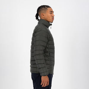 Chaqueta acolchada de lona de color sólido al por mayor para hombre, abrigo de invierno con cuello levantado, chaqueta acolchada gruesa y cálida con logotipo personalizado - Product Image 2