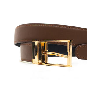 Ceinture en cuir marron de luxe pour hommes |   Ceinture décontractée en acier personnalisée écologique, ceinture de haute qualité - Product Image 6