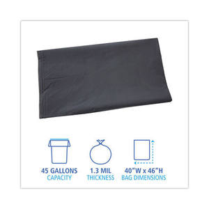 Bolsas Industriales para Basureros Boardwalk H8046PGK, 45 Galones, Lineales, Baja Densidad, 1.3 Mil, 40x46, Gris, 100/Caja - Product Image 4
