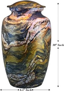 Urne funéraire verte faite à la main pour cendres humaines Urne funéraire multicolore pour adulte Urnes commémoratives fabriquées à la main Taille personnalisée adulte - Product Image 4