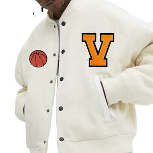 แจ็คเก็ตเบสบอลบอมเบอร์สไตล์วาร์ซิตี้สำหรับผู้ชาย ขายดี ฤดูหนาว ดีไซน์เท่ห์ ทันสมัย คอตั้ง ปักโลโก้ด้านหน้า บริการ OEM - Product Image 2