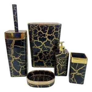 Ensemble de salle de bain moderne en résine accessoires de coiffeuse faits à la main porte-savon porte-brosse à dents plateau de gobelet décor contemporain élégant - Product Image 5