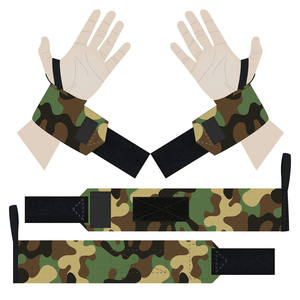 Sangles de poignet de musculation avec fermeture auto-agrippante, en coton robuste et caoutchouc élastique, pour l'aide à la préhension lors des soulevés de terre, des rames et des shrugs, vente en gros OEM - Product Image 3