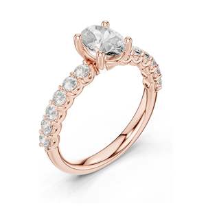 Anillo de Compromiso con Diamante Ovalado de Laboratorio de 1.55 CT con Piedras Laterales Redondas, Claridad VVS-VS EF, Oro de 18K, 14K, 10K y Plata 925 - Product Image 4