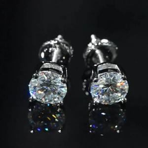 Luxe 2023 925 boucles d'oreilles en argent 14K 18K forme carrée Hip Hop Stud vvs Moissanite diamant boucles d'oreilles pour femmes hommes - Product Image 5