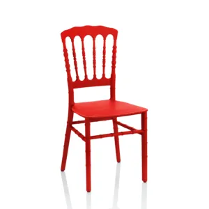 100% Made in Italy Pariser Stil Klassische Linien UV-beständig aus recycelbarem Polypropylen Roter Stuhl für luxuriöse, farbenfrohe Hochzeiten