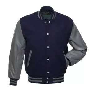 Nouvelle Vente en Gros Veste de Baseball en Laine et Cuir Personnalisée pour Hommes Col Montant Style Letterman Vierge Style Pro Hiver avec Logo Avant - Product Image 1