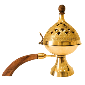 Quemador de Incienso de Latón Puro de Alta Calidad con Grabado y Acabado Pulido, Quemador de Lobán Tradicional de Latón Vintage para Decoración del Hogar - Product Image 4