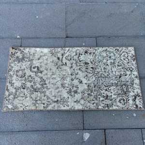 1.3x2.8 ft Turkish <b>Rug</b>, Vintage <b>Small</b> <b>Rug</b>, Gray Ombr Wool <b>Rug</b> - Product Image 3