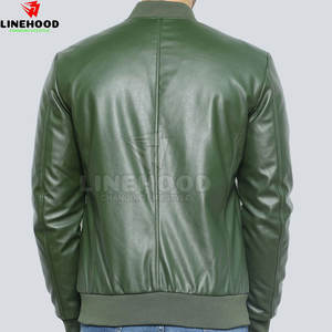 Chaqueta de piel de vaca de color personalizada para hombre con cuello levantado último diseño de ropa de calle para invierno - Product Image 3