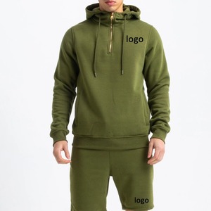 Conjunto de Sudadera con Capucha y Pantalones Cortos para Hombre, Color Sólido, Ropa Casual de Otoño, 100% Algodón, Tejido de Felpa - Product Image 6