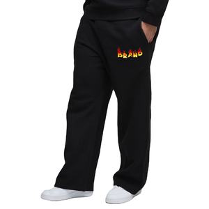 กางเกงวอร์มลำลองผู้ชายคุณภาพสูง ผ้าสแปนเด็กซ์/โพลีเอสเตอร์ พิมพ์ลายโลโก้แบบ DTF ระบายอากาศได้ดี ล้างสีแบบ Acid Wash มีเชือกผูก - Product Image 1