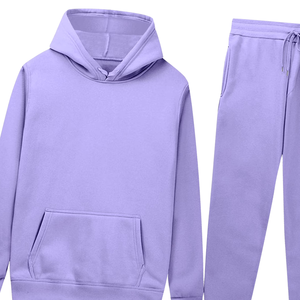 Ensemble de survêtement violet lavande avec sweat à capuche et pantalon de jogging pour hommes et femmes, vêtements de sport décontractés d'hiver, vente en gros, usine OEM, logo personnalisé - Product Image 4