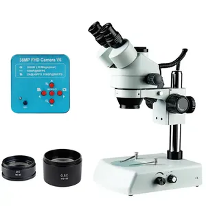Lentille en verre dépoli de précision 3.5X-90X enseignement microscope stéréo trinoculaire opération Simple outil de maintenance numérique industriel - Product Image 1