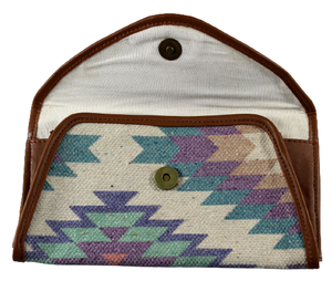 Petite pochette artisanale pour femmes, cousue à la main, en coton Dhurry/Kelim, avec motifs traditionnels, fermeture à glissière - Product Image 5