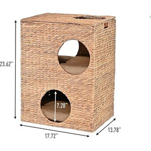 คอนโดแมวผักตบชวา2ชั้น18 \ "ทันสมัยพร้อมรู5และ2หมอนอิงซักได้เฟอร์นิเจอร์ตั้งแคมป์สำหรับสัตว์เลี้ยง - Product Image 1