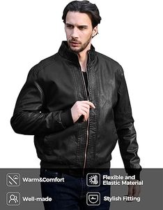 เสื้อแจ็คเก็ตหนังวัวสำหรับผู้ชาย ระบายอากาศได้ดี เป็นมิตรกับสิ่งแวดล้อม แห้งเร็ว อุ่นสำหรับฤดูหนาว คอตั้ง ปรับแต่งได้ ด้านหน้าแบบลำลอง คุณภาพสูง - Product Image 6