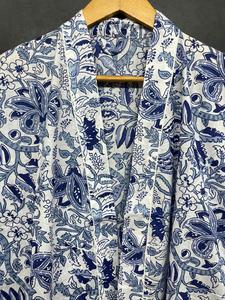 100% coton fait à la main Kimono Robe femmes parole longueur bohème Hippie peignoir cordon Floral imprimé ethnique Robe surdimensionné - Product Image 3