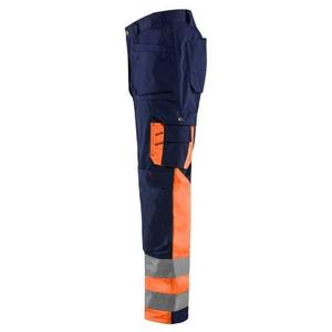 Pantalones de Trabajo para Hombre, Color Azul Marino, Reflectantes, Transpirables, Certificados CE, con Franjas de Seguridad Naranjas y Bolsillos con Clip para Uso Industrial - Product Image 3