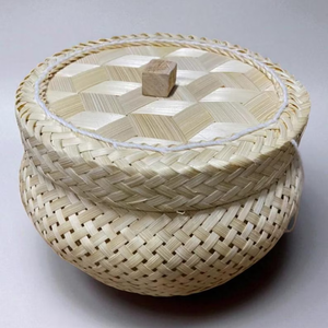 Vintage Handicraft Storage Bamboo Basket <b>Steamer</b> Woven - Product Image 1