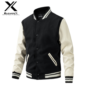 Custom <b>Men's</b> Loose Fit Varsity <b>Jacket</b> Windproof Breathable Reversible Eco-Friendly Canvas Embroidered <b>Letter</b> Design - Product Image 2