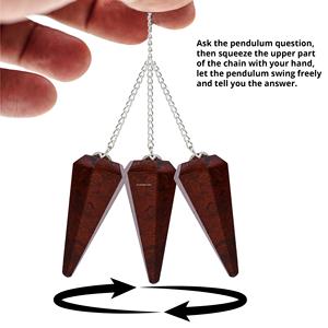 Venta al por mayor de péndulo de cristal de jaspe rojo, Péndulo de piedras preciosas con cadena, Péndulo de radiestesia para adivinación, meditación, curación de chakras - Product Image 2