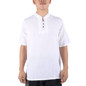 Napat Clothing Camisa de manga corta sólida para hombre con cuello levantado en la parte delantera del botón Listo para enviar a la - Product Image 1