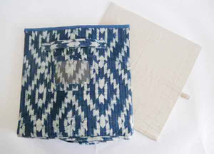 Blue Printed Cotton Fabric Stitched On The <b>Cardboard</b> Beautiful Collapsible Yet Sturdy <b>Box</b> For Multiple Use <b>Storage</b> <b>Box</b> - Product Image 4
