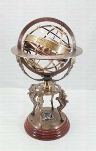 Traditional brass armillary with <b>rotating</b> axis and navigational aesthetics perfect for seafarers and antique collectors - Product Image 5