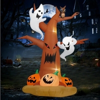 Décoration de fête d'Halloween en forme de citrouille et de fantôme gonflable, modèle d'air lumineux LED pour cour américaine, arbre fantôme