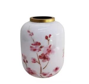 Vente chaude Maison & Jardin Table Vase À Fleurs En Céramique Décoratif Nouvellement Conçu Imprimé Floral Sol Vase Métal Matériel - Product Image 1