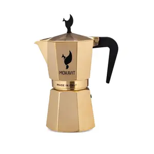 Queen Coffee Moka Pot Aluminum Espresso Coffee Maker Plastic Handle 9 Cups Heat Resistant Kitchen Tools Accessories
