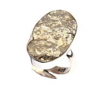 Anillos de Plata de Ley 925 con Pirita de Forma Fantástica de Shri Ashapura Jewels, Anillos con Piedras Preciosas Engastadas, Joyería India Certificada de Estilo Bohemio - Product Image 1