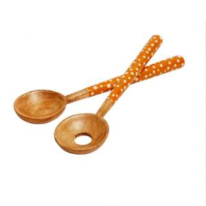 Serviteurs à salade en résine d'acacia blanc Ensemble de cuillères à salade en bois faites à la main Fourchettes Ustensiles Cuillère de cuisine Cadeau - Product Image 2