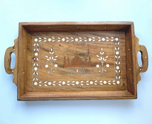 Plateau de service en bois élégant et classique, qualité supérieure au monde, pour la maison et la cuisine, nouveau design rond, plateau à collations - Product Image 2