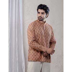Kurta court en coton imprimé décontracté pour hommes avec manches longues - Product Image 5